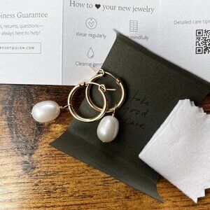 GLDN Kana Earrings 14k Gold Filled 20mm Pearl Charm Hoops